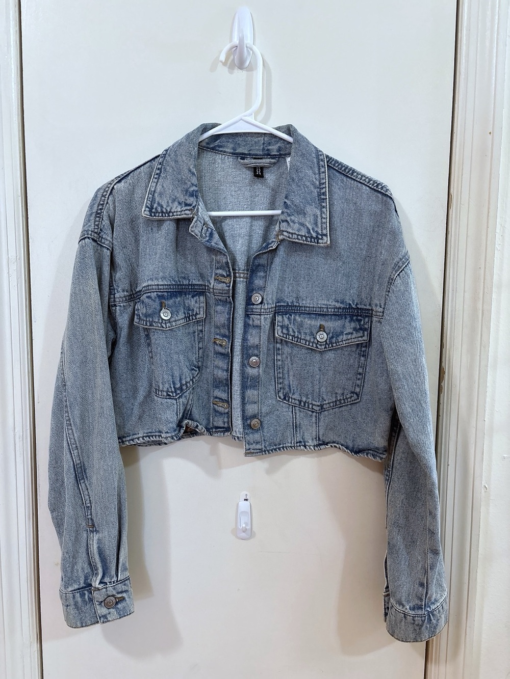Cropped Light Wash Denim Jacket